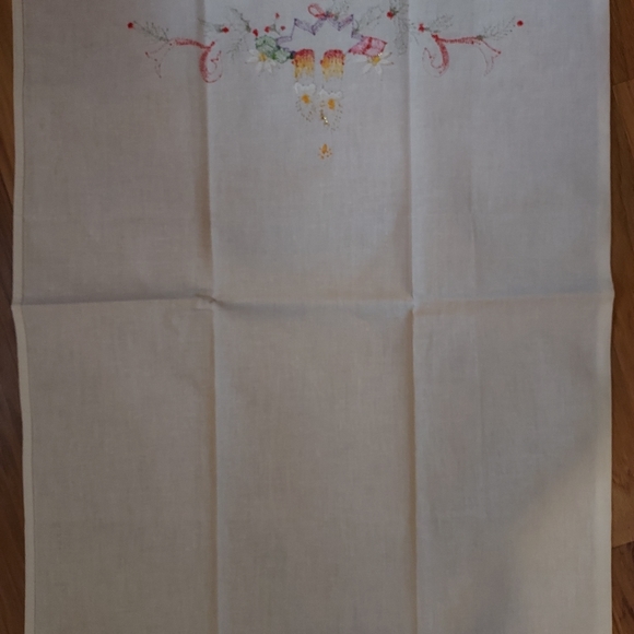 Embroidered Christmas Fingertip Guest Tea Towels 2 Vintage Cotton Candles Gifts - Picture 8 of 9